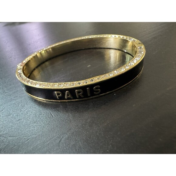 Christian Dior Night Code Black Lacquer M Crystal Edge Gold Finish Cuff Bangle - Picture 14 of 16